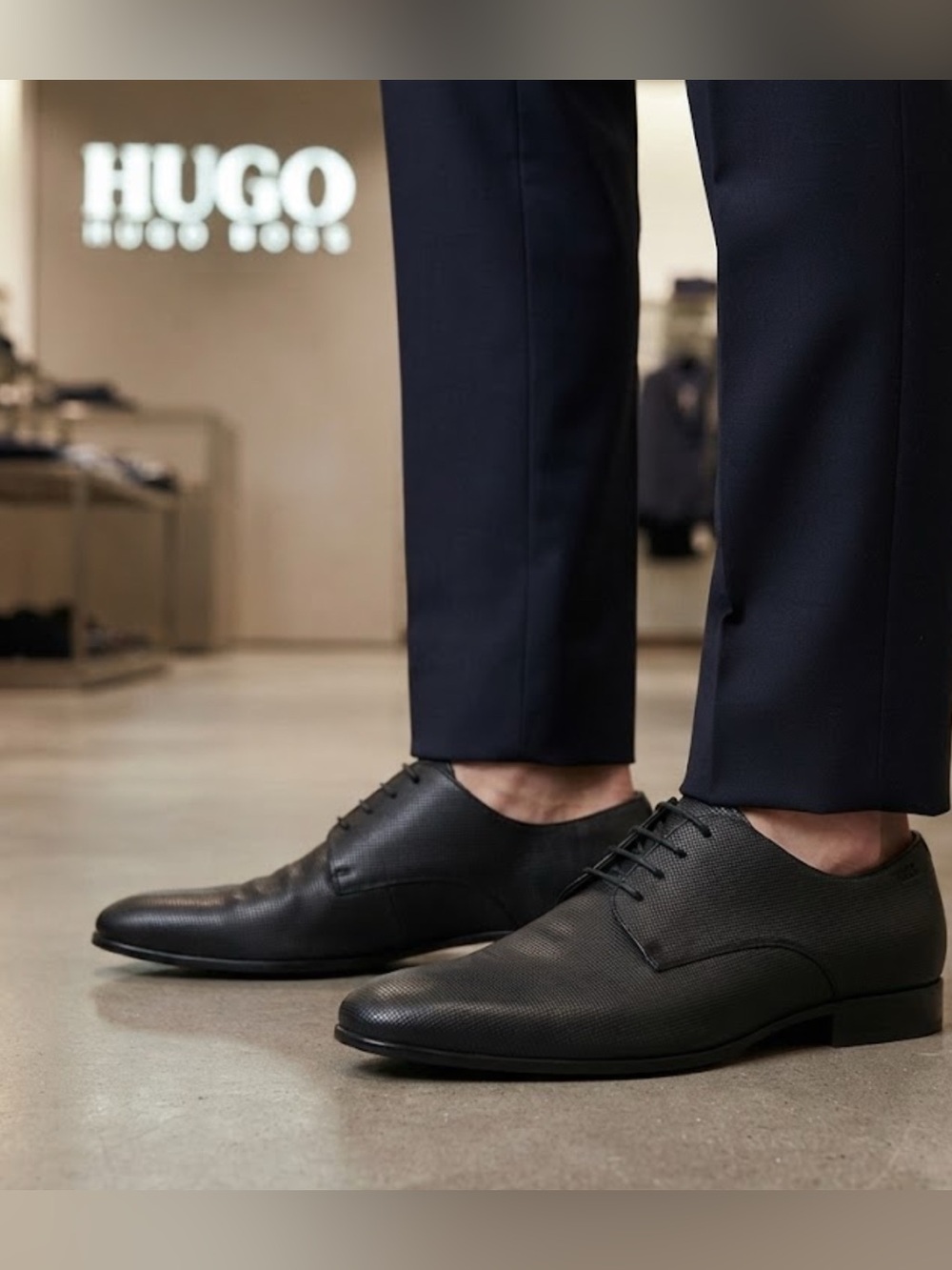 Authentic Hugo Boss black leather lace up shoes 10 mens